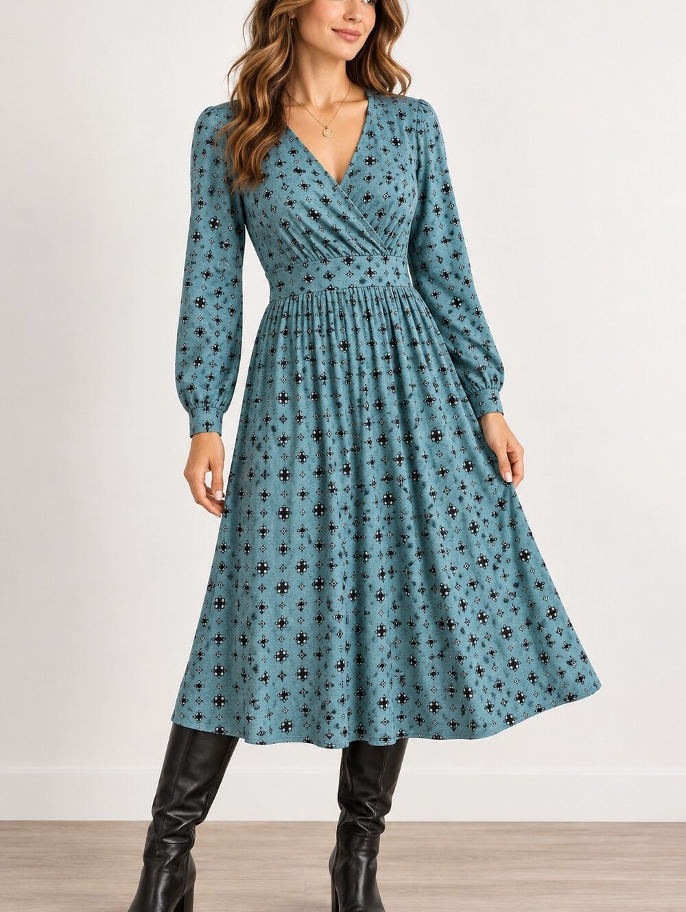 Pendleton Teal Geometric Wrap Style Long Sleeve Dress Beautiful Pendleton dress
